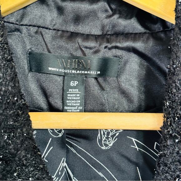 White House Black Market Double Breast Tweed Blazer Black Size 6P - Picture 4 of 6